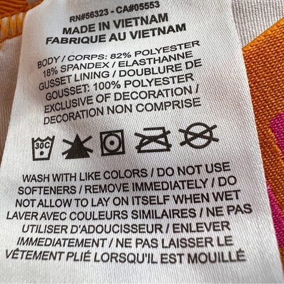 NIKE PRO GIRLS Bright Tropical print Leggings. Size Large. Orange top stitching - Picture 6 of 6